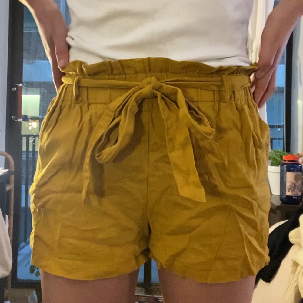 Mustard Yellow Linen Shorts